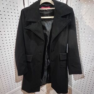 Jennyfer J Black Wool Blend Button‎ Front Coat Size S